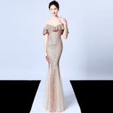 Sequin Evening Dress Tassel Sequin Fishtail Evening Party Dress for Women