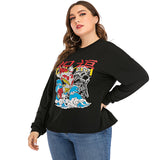 Women Plus Size Tops Round Neck Loose Sweatshirt Printed Bottoming T-shirt for Women