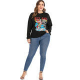 Women Plus Size Tops Round Neck Loose Sweatshirt Printed Bottoming T-shirt for Women