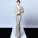 Sequin Evening Dress 18013# Polyester Silk Tassel Sequin Fishtail Banquet Elegant Graceful Annual Meeting Host Car Model Party Dress Female Autumn
