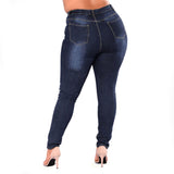 Women Plus Size Jeans Ripped Fashion High Waist Skinny Pants
