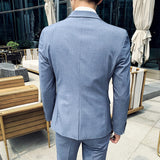 Seersucker Suit Men's Suit Slim Fit Business Three-Piece Suit