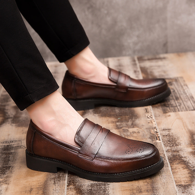 Loafers for Men Casual Formal Wear Leather Shoes Business British Style Brogue Casual Pumps Wedding Shoes plus Size