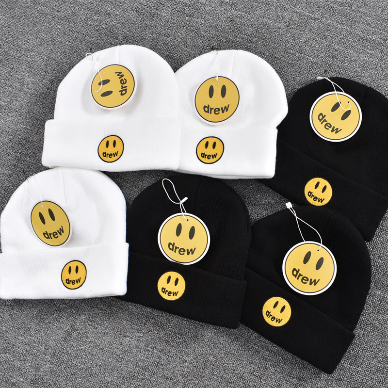 Justin Bieber Toque Embroidered Smiley Woolen Cap Knitted Hat Beanie Hat