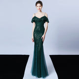 Sequin Evening Dress Tassel Sequin Fishtail Evening Party Dress for Women