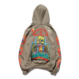 Smiley Face Hoodie Skull Printed Hoodie Male Hip Hop Graffiti