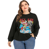 Women Plus Size Tops Round Neck Loose Sweatshirt Printed Bottoming T-shirt for Women