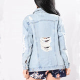 Women Plus Size Denim Coats Fall Ripped Top Fashionable Jacket