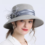 Kentucky Derby Hats Spring and Autumn Women's Big Brim Floral Decorative Hat
