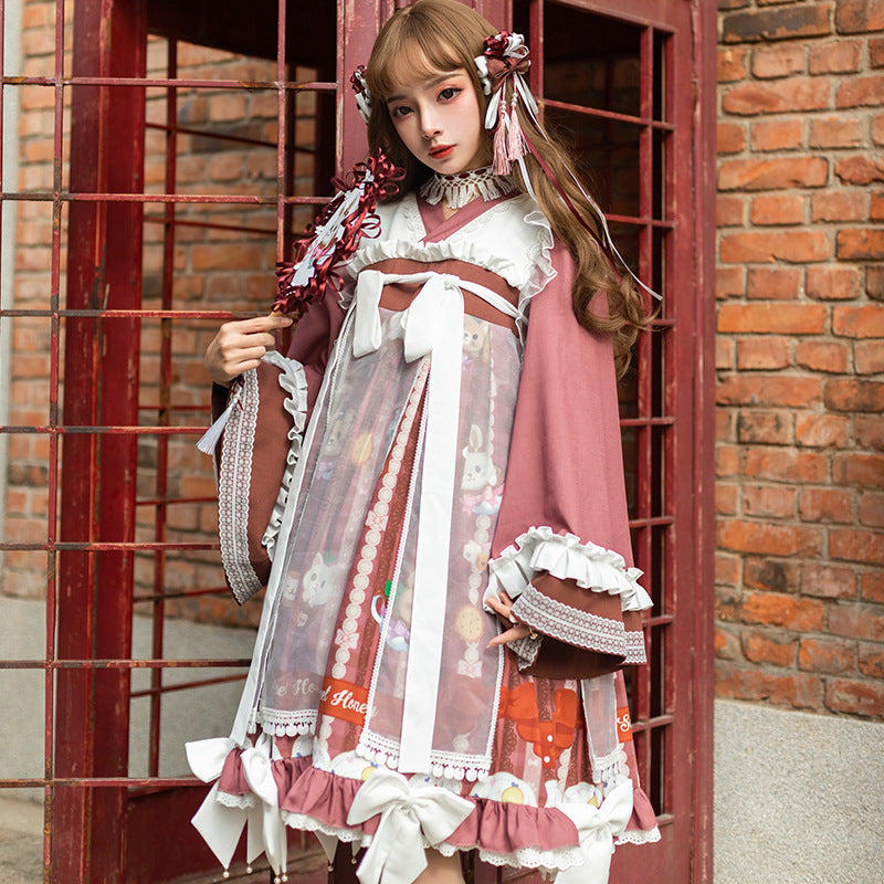 Gothic Lolita Harajuku Style Clothing Coffee Cup Miss Animal Op Lolita Dresses