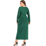 Women Plus Size Maxi Dresses Long Sleeve V-neck Pencil Dress