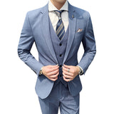 Seersucker Suit Men's Suit Slim Fit Business Three-Piece Suit