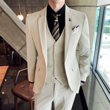 Seersucker Suit Men's Suit Slim Fit Business Three-Piece Suit