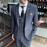 Seersucker Suit Men's Suit Slim Fit Business Three-Piece Suit