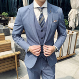 Seersucker Suit Men's Suit Slim Fit Business Three-Piece Suit