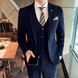 Seersucker Suit Men's Suit Slim Fit Business Three-Piece Suit