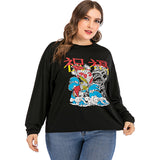 Women Plus Size Tops Round Neck Loose Sweatshirt Printed Bottoming T-shirt for Women