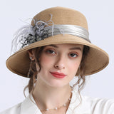 Kentucky Derby Hats Spring and Autumn Women's Big Brim Floral Decorative Hat