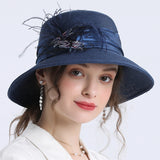 Kentucky Derby Hats Spring and Autumn Women's Big Brim Floral Decorative Hat
