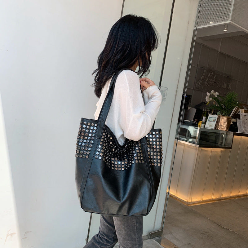 The Teacher Tote Fashion Rivet Tote Bag Large Capacity Shopping Bag Women's Bag Women's Handbag