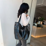 The Teacher Tote Fashion Rivet Tote Bag Large Capacity Shopping Bag Women's Bag Women's Handbag