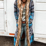 Beth Dutton Outfits Winter Long Fur Collar Coat Long Sleeve Printed Long Trench Coat for Women