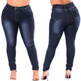 Women Plus Size Jeans Ripped Fashion High Waist Skinny Pants