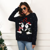 Black Christmas Sweater Penguin Loose Long Sleeve Sweater