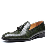 Indo Western Shoes British Pointed Toe Business Formal Wear Shoes Slip-on Tassel Brogue Leather Shoes