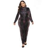 Women Plus Size Jumpsuits Leopard Print Gradient Printing Tight Jumpsuit