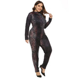 Women Plus Size Jumpsuits Leopard Print Gradient Printing Tight Jumpsuit