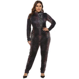 Women Plus Size Jumpsuits Leopard Print Gradient Printing Tight Jumpsuit