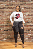 Women Plus Size Tops Sequined Big Mouth T-shirt