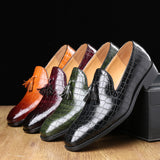 Indo Western Shoes British Pointed Toe Business Formal Wear Shoes Slip-on Tassel Brogue Leather Shoes
