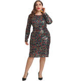 Women Plus Size Midi Dresses Deep V-neck Backless Tight Sexy Beaded Dress