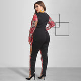 Women Plus Size Jumpsuits Round Neck Tight PARTY Sequin Jumpsuit