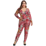 Women Plus Size Jumpsuits Round Neck Tight PARTY Sequin Jumpsuit