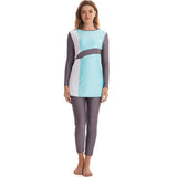 Burkini Swimwear Muslim Fashion Outfits Ladies Conservative Sun Protection Long Sleeve Color Matching Beach Swimsuit