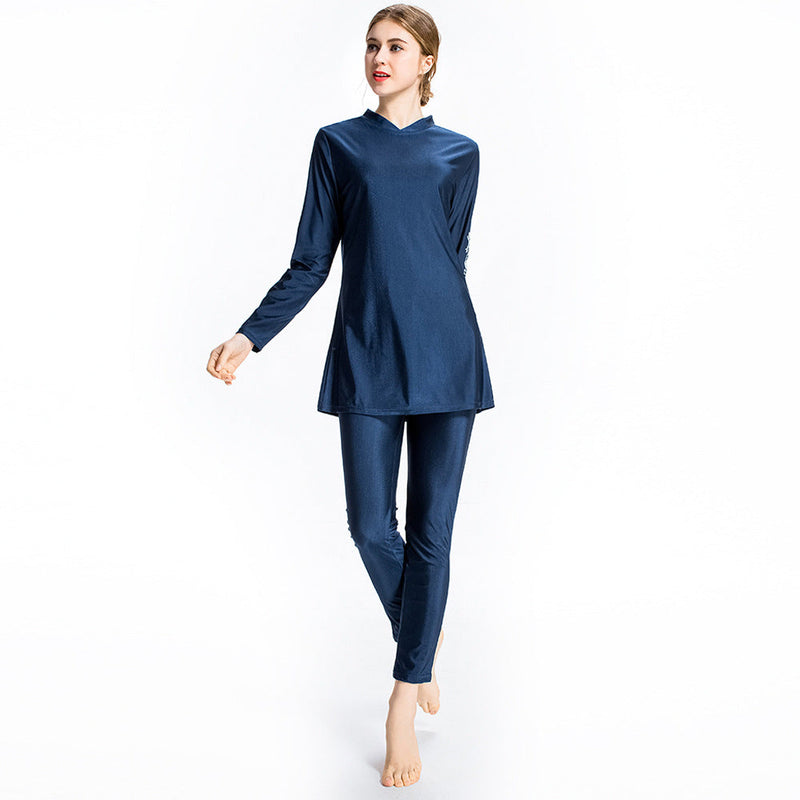 Burkini Muslim Swimwear Printed Sunscreen Plus Size Slim Fit Three-Piece Swimsuit