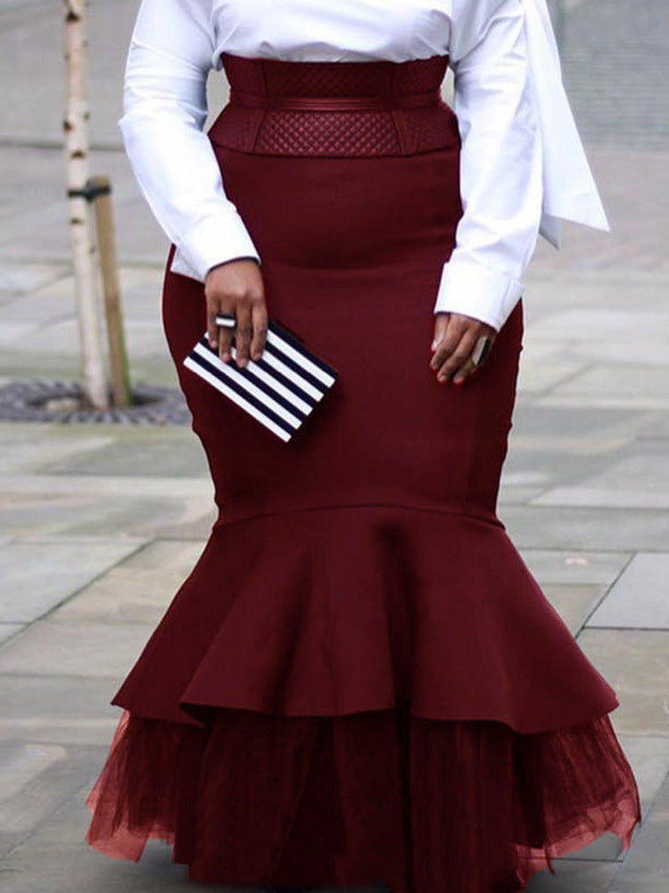 Women Plus Size Skirts Gauzy Package Hip Mopping Skirt