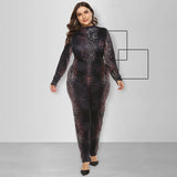 Women Plus Size Jumpsuits Leopard Print Gradient Printing Tight Jumpsuit