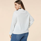 Women Plus Size Tops Spring Leisure Long Sleeve V-neck Loose Shirt