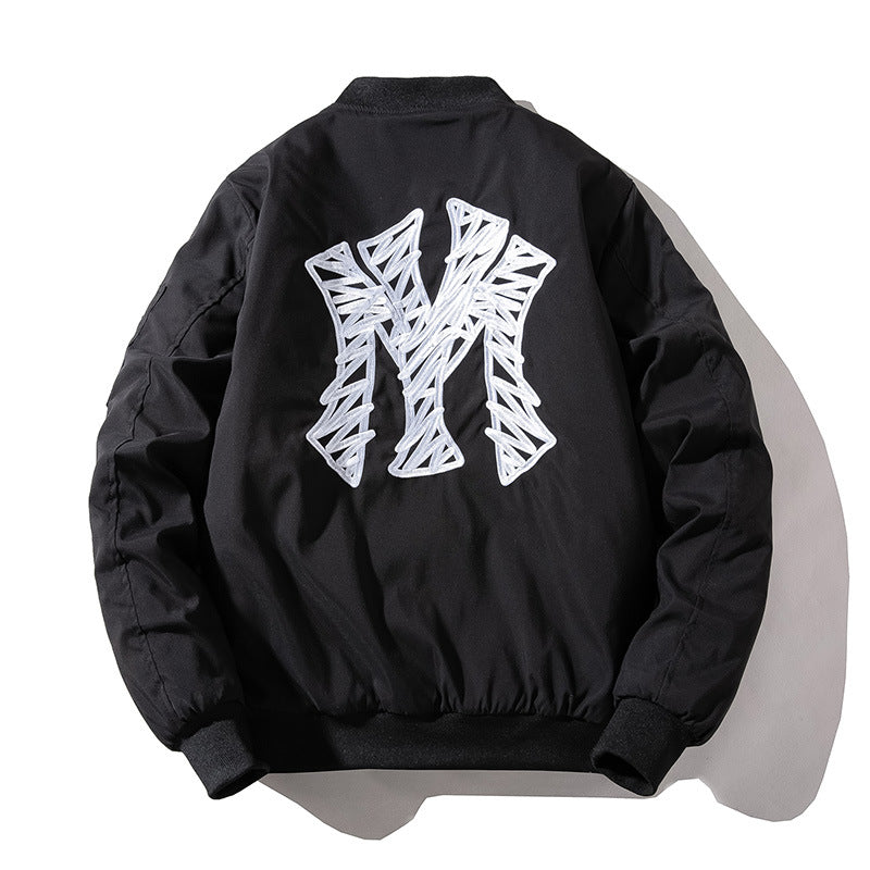 New York NYC Varsity Jacket Stand-up Collar Thick Cotton Jacket Embroidered Baseball Uniform