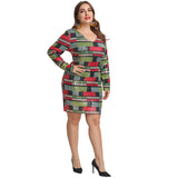 Women Plus Size Mini Dressesv Collar Tight Sexy Beaded Dress