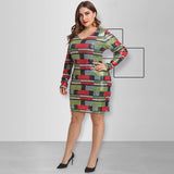 Women Plus Size Mini Dressesv Collar Tight Sexy Beaded Dress