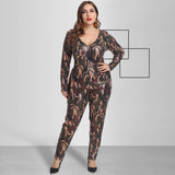 Women Plus Size Jumpsuits Round Neck Tight PARTY Sequin Jumpsuit