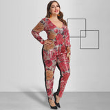 Women Plus Size Jumpsuits Round Neck Tight PARTY Sequin Jumpsuit