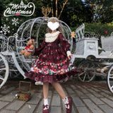 Gothic Lolita Harajuku Style Clothing Lolita Dress Christmas Bear Long Sleeve Op Dress