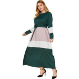 Women Plus Size Maxi Dresses Color-Matching Dress