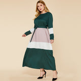 Women Plus Size Maxi Dresses Color-Matching Dress